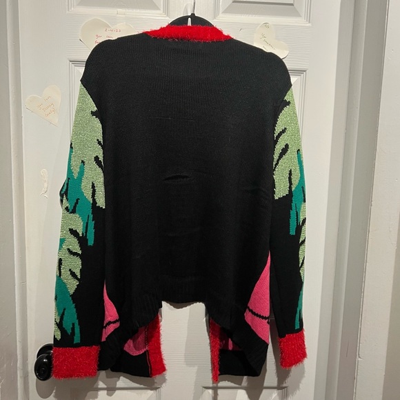 Whimsical Flamingo Candy Cane Holiday Christmas Sweater 2x Sequined - Picture 5 of 6